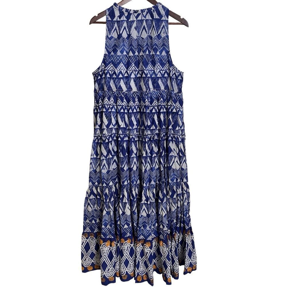 Anthropologie Diaz Tiered Maxi Dress Blue Abstract Womans Large - Picture 3 of 16